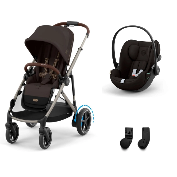 Poussette Cybex eGazelle S2 TPE- Chocolate Brown + Coque Auto Cloud G i-Size - Magic Black