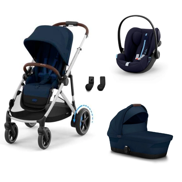 Poussette Cybex eGazelle S2 SLV - Ocean Blue + Nacelle Gazelle Cot + Coque Auto Cloud G i-Size - Ocean Blue (Plus)