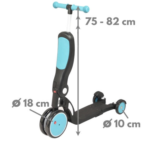Scootizz, draisienne évolutive 5 en 1 Looping avec barre de poussée + Casque Enfant - Bleu