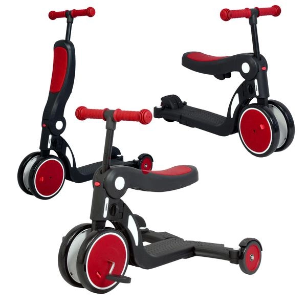 Scootizz, draisienne évolutive 5 en 1 Looping avec barre de poussée + Casque Enfant - Rouge