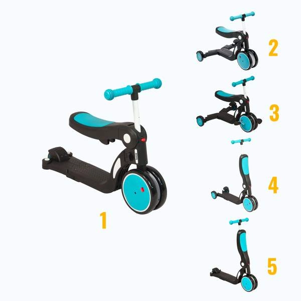 Scootizz, draisienne évolutive 5 en 1 Looping avec barre de poussée + Casque Enfant - Rouge