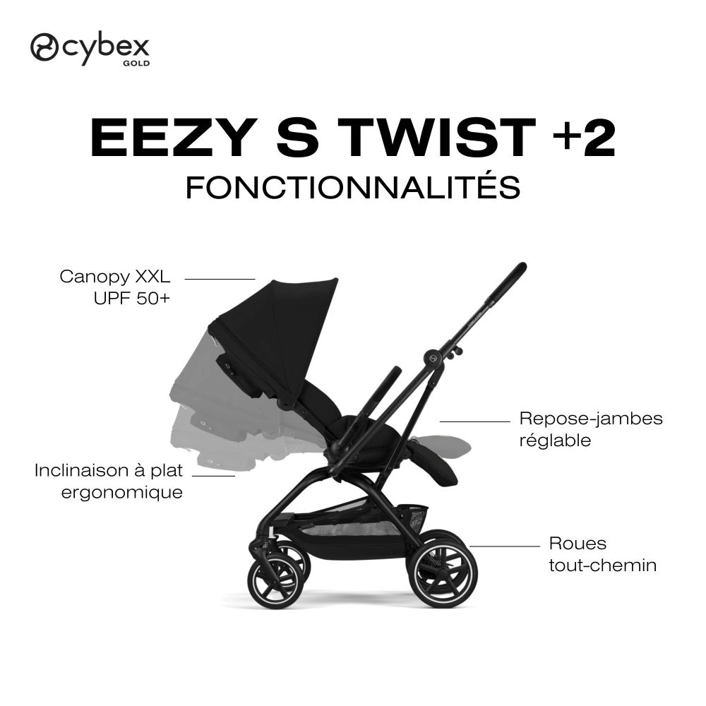 Poussette Compacte Eezy S Twist+2 - CYBEX - Magic Black