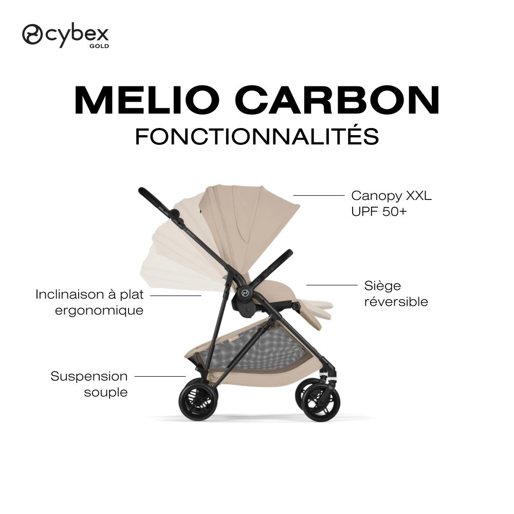 Poussette Citadine Melio Carbon 6 - CYBEX - Almond Beige