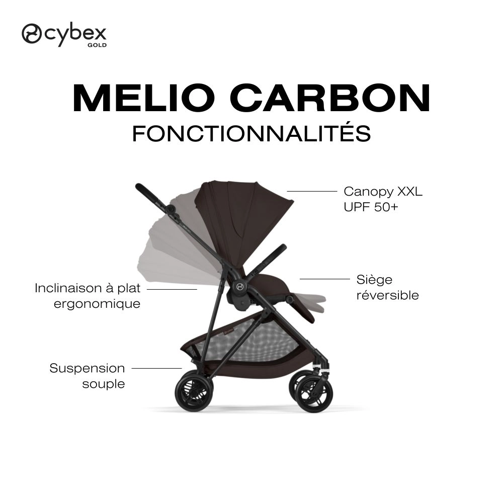 Poussette Citadine Melio Carbon 6 - CYBEX - Chocolate Brown