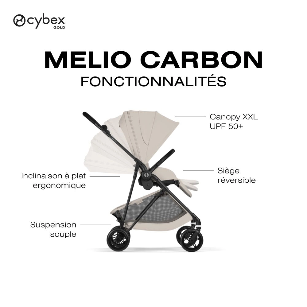 Poussette Citadine Melio Carbon 6 - CYBEX - Dune Grey