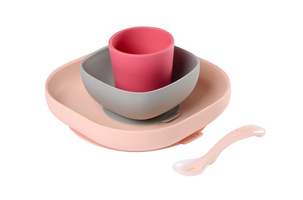 Béaba Silicone Crockery Set - Pink