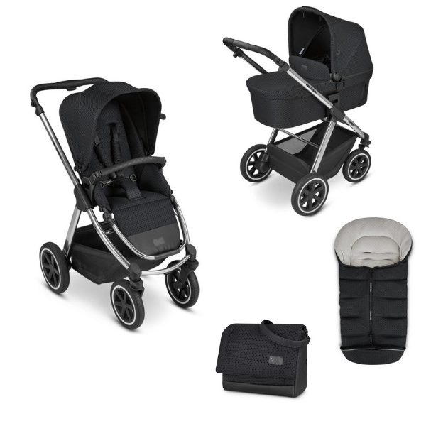 Poussette ABC Design Samba + Nacelle + Sac à Langer Urban + Chancelière Diamond Edition - Black Dots (2022)