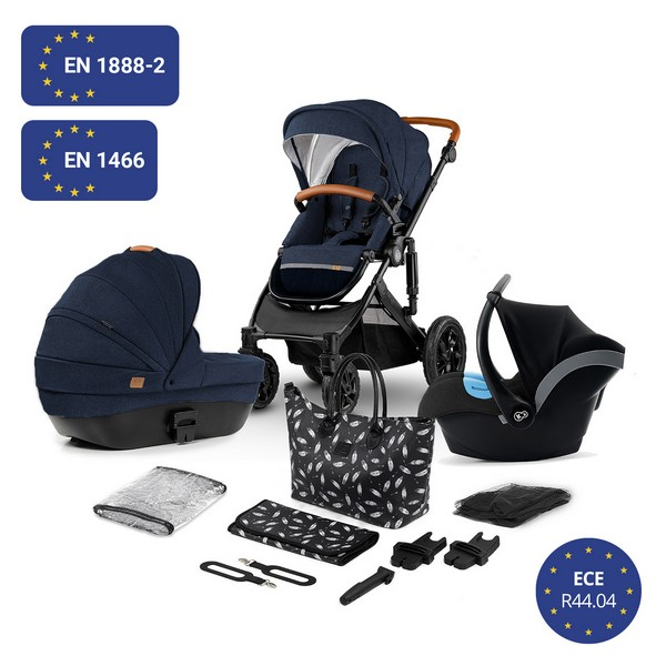 Poussette Kinderkraft Prime 2020 + Nacelle - Deep Navy + Coque Auto Mink - Black