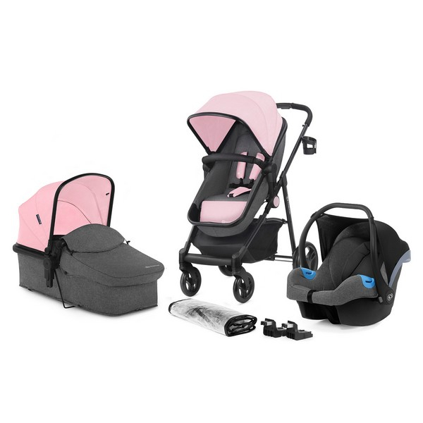 Poussette Kinderkraft Juli + Nacelle - Rose + Coque Auto Mink - Grey