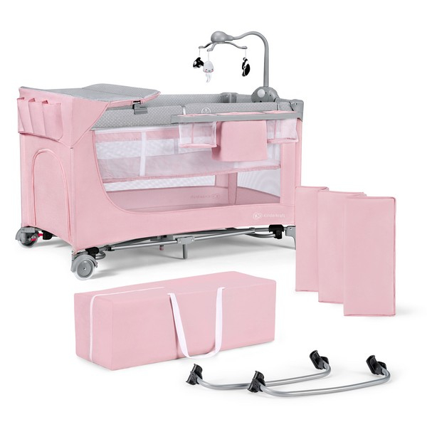 Kinderkraft Leody Umbrella Bed + Accessories - Pink