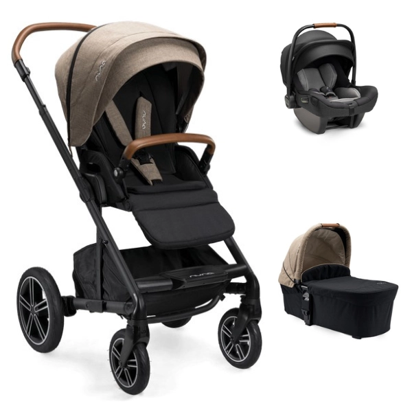 Nuna Mixx Next Stroller + Carrycot - Mocha + Pipa Next Car Seat - Caviar