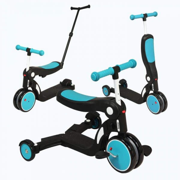 Draisienne Evolutive Looping  Scootizz - Bleu Paon + Barre de Poussée