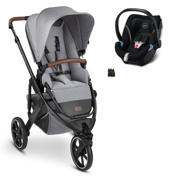 ABC Design Salsa 3 Stroller - Tin + Cybex Aton 5 Car Seat - Deep Black (2023)
