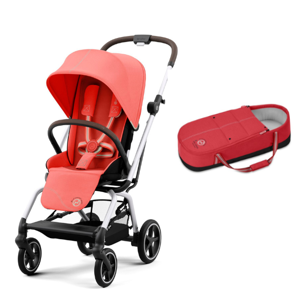 Cybex Eezy S Twist PLUS 2 Stroller - Silver Frame + Cocoon S - Hibiscus Red (2022)