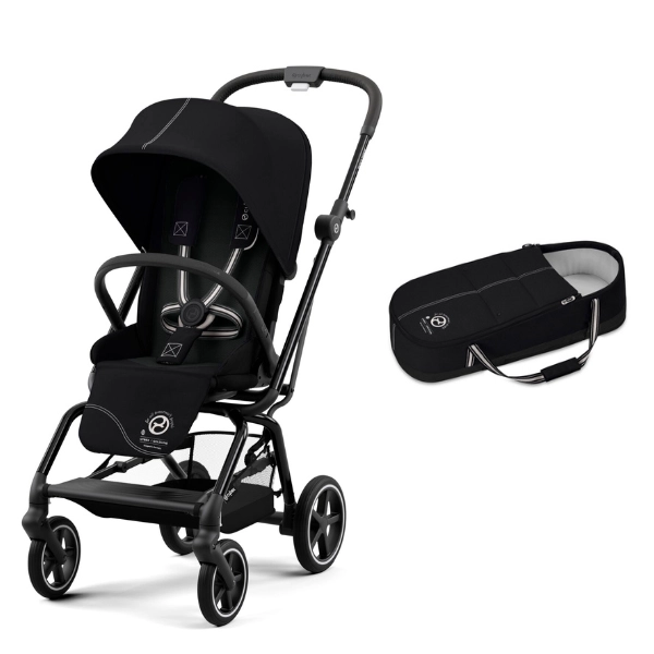 Poussette Cybex Eezy S Twist PLUS 2 - Châssis Black + Cocoon S - Moon Black (2022)