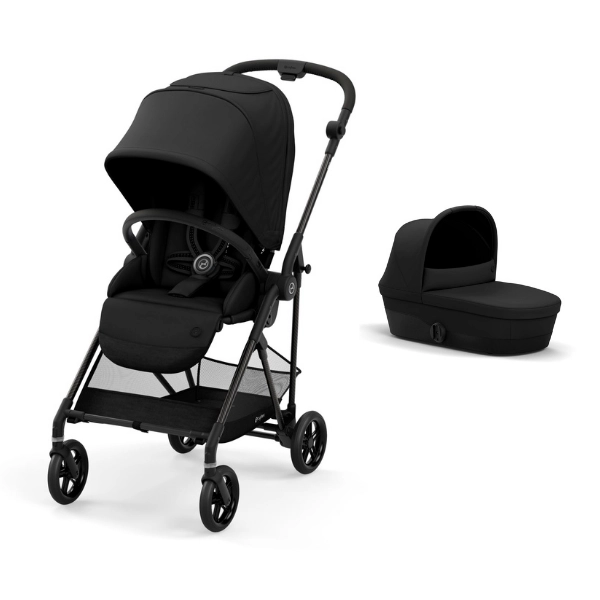 Poussette Cybex Melio 2 Châssis Carbon + Nacelle - Deep Black (2022)