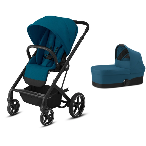 Pack Duo Cybex Balios S Lux - Châssis Black + Nacelle S - River Blue (2022)