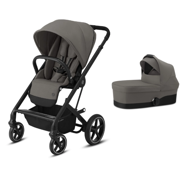 Pack Duo Cybex Balios S Lux - Châssis Black + Nacelle S - Soho Grey (2022)