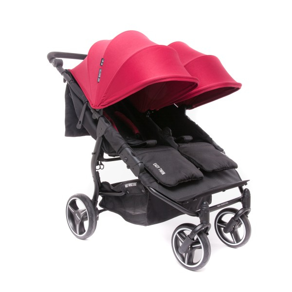 Poussette Double Baby Monsters Easy Twin 3S Light - Châssis Noir/ Canopys Bordeaux + 2nd Canopy Offert
