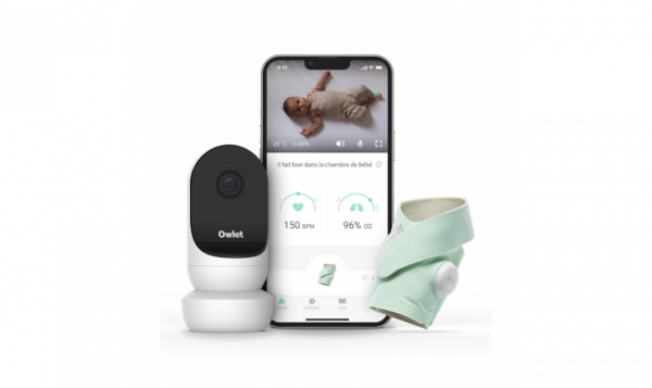Pack Surveillance Monitor Duo 2 Owlet Smart Sock 3 - Vert Menthe + Babyphone Cam 2