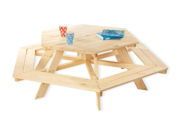 Pinolino Nicki Hexagonal Table-Bench Set - Natural
