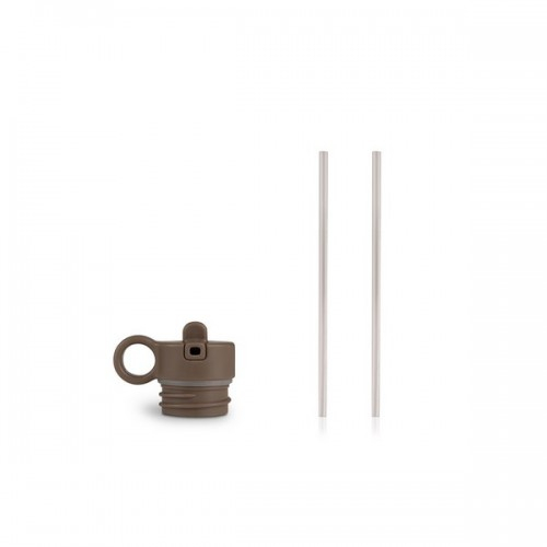 Stopper + Straws Lemon Flask - Brown