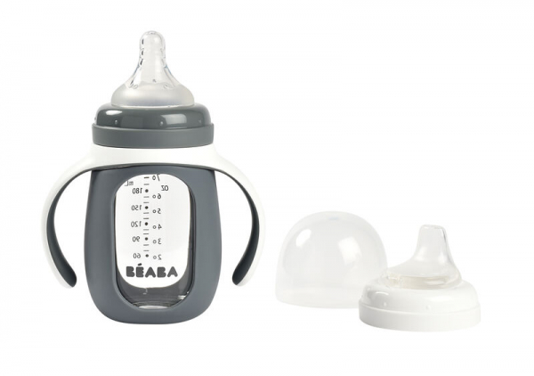 Beaba Glass Trainer Bottle - Mineral Grey