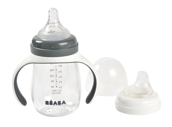 Biberon d'Apprentissage 2-en-1 Béaba - Gris Minéral
