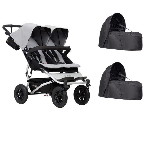 Poussette Double Mountain Buggy Duet V3.2 - Silver + 2 Cocoon V2