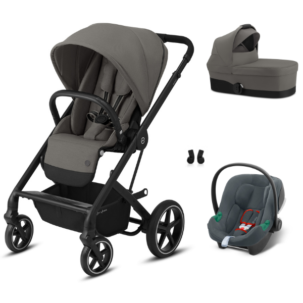 Poussette Cybex Balios S Lux - Châssis Black + Nacelle S - Soho Grey + Aton B2 i-Size - Steel Grey