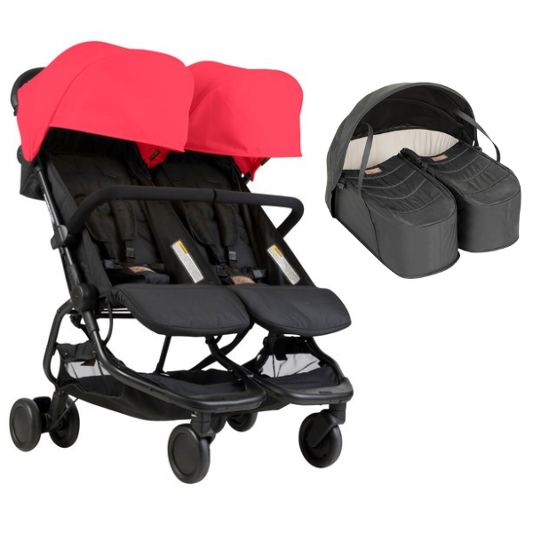 Poussette Double Mountain Buggy Nano Duo - Ruby + Cocoon Jumeaux