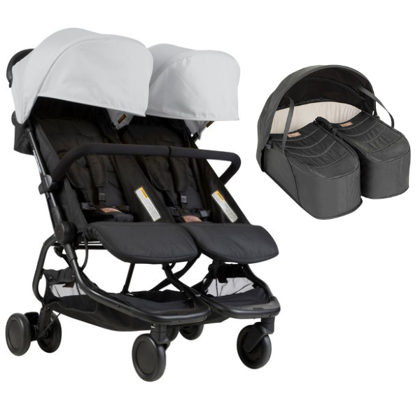 Poussette Double Mountain Buggy Nano Duo - Silver + Cocoon Jumeaux