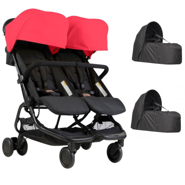 Poussette Double Mountain Buggy Nano Duo - Ruby + 2 Cocoon V2