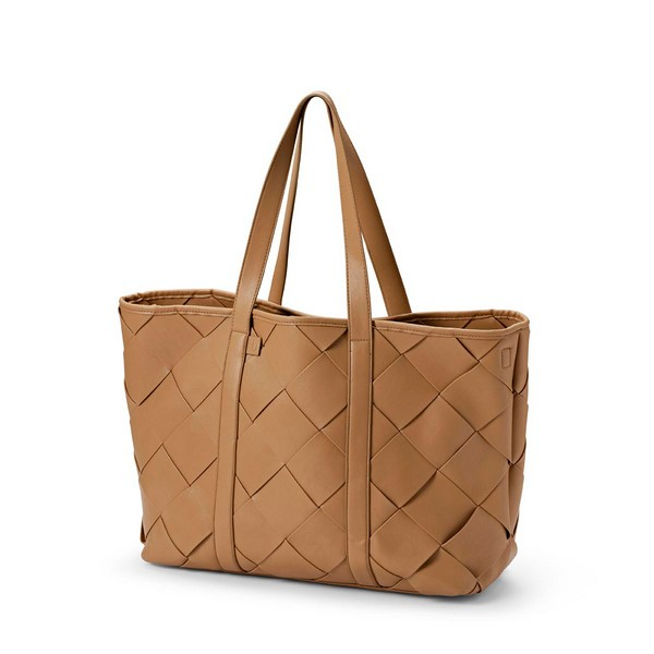 Elodie Braided Leather Diaper Bag - Caramel Brown