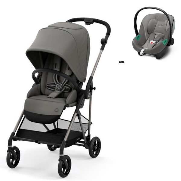 Poussette Cybex Melio 2 Châssis Bronze + Coque Auto Aton S2 - Soho Grey