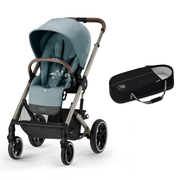 Poussette Cybex Balios S Lux - Châssis Taupe/ Sky Blue + Cocoon S - Moon Black (2023)