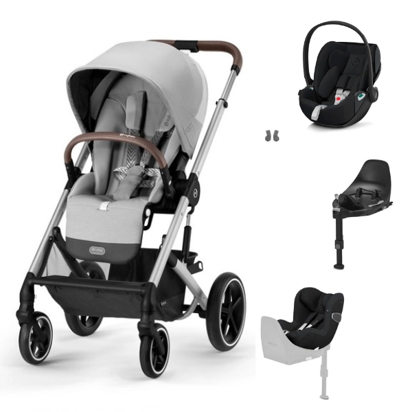 Poussette Cybex Balios S Lux - Châssis Silver/ Lava Grey + Coque Auto Cloud T i-Fix + Siège Auto Sirona T i-Fix - Sepia Black + Base T (2023)