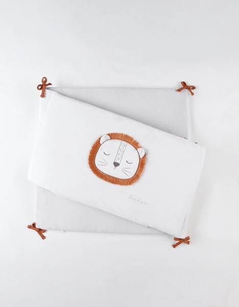 Noukie's, Babou &amp; Kendi bumper pad - Ecru/Light grey