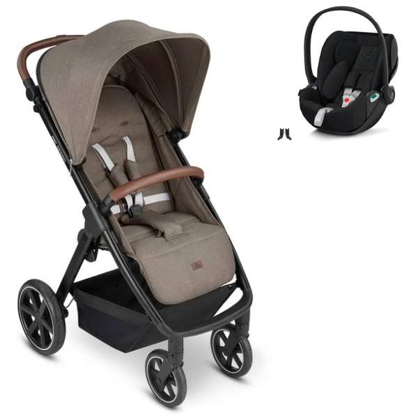 ABC Design Avus Pure Edition Stroller - Nature + Cybex Cloud Z2 i-Size Car Seat - Deep Black (2023)