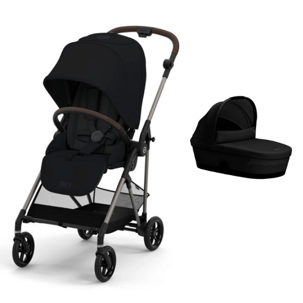 Poussette Cybex Melio 3 Châssis Bronze + Nacelle - Moon Black (2023)