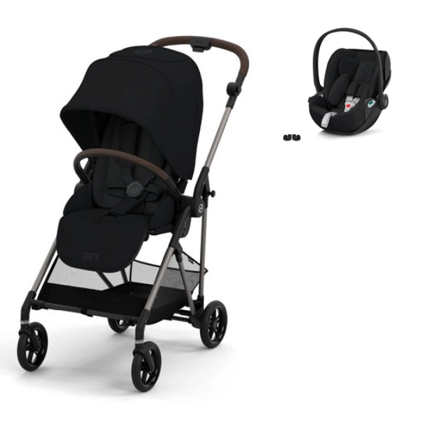 Cybex Melio 3 Stroller Bronze Frame - Moon Black + Cloud Z2 Car Cover - Deep Black (2023)