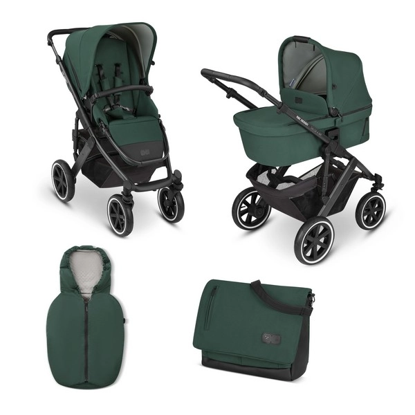 Pack Naissance ABC Design Poussette Salsa 4 Air + Nacelle + Chancelière Coque Auto + Sac à Langer Urban Diamond Edition - Basil (2023)