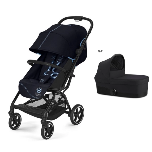 Poussette Cybex Eezy S PLUS 2 - Ocean Blue + Nacelle S - Moon Black