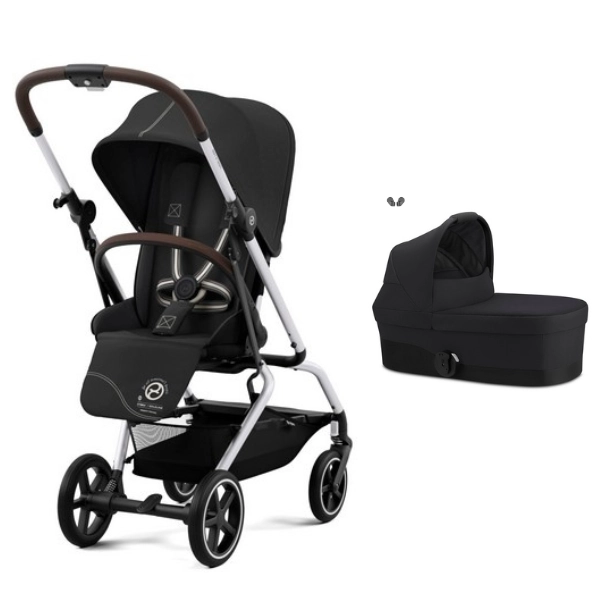 Poussette Cybex Eezy S Twist PLUS 2 - Châssis Silver + Nacelle S - Moon Black