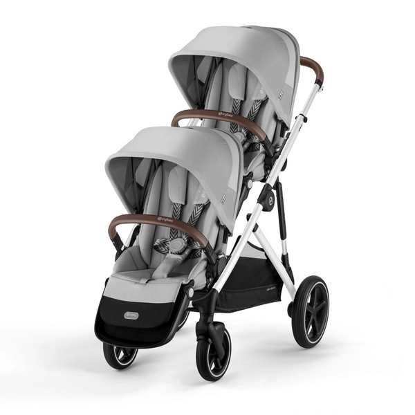 Cybex Gazelle S Double Stroller - Silver frame/ Lava Grey seats (2023)