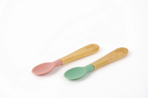 Set of 2 Lemon Bamboo Spoons - Green/Pink Blush