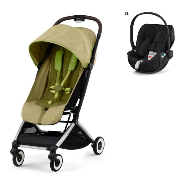 Cybex Orfeo Stroller - Nature Green + Cloud Z2 i-Size Car Cover - Deep Black