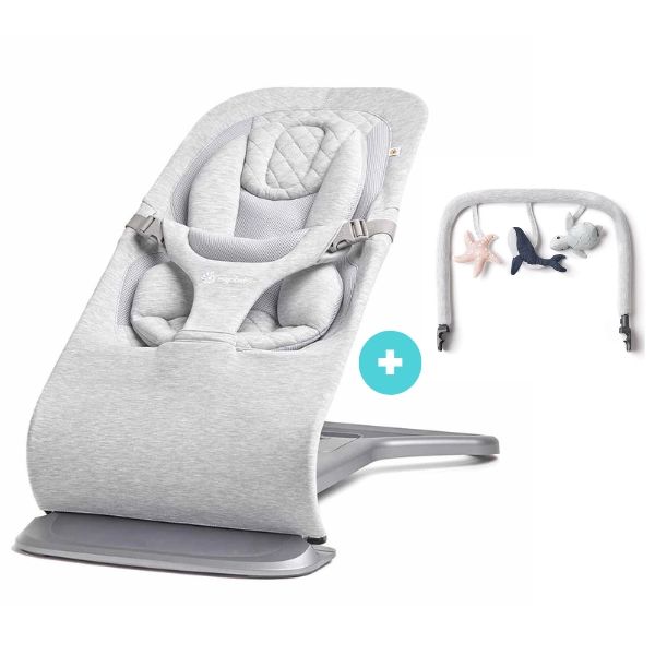 Ergobaby Evolve - Light Grey + Play Bar - Ocean Wonders (Free)