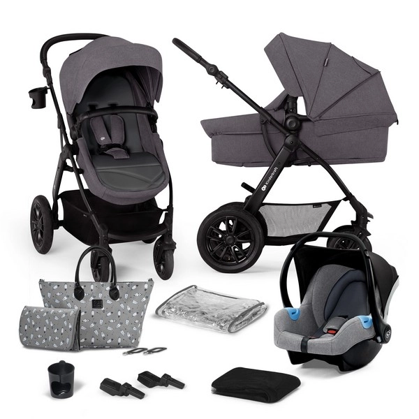 Poussette Kinderkraft XMoov + Nacelle + Coque Auto Mink - Dark Grey