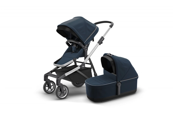 Poussette Thule Sleek - Châssis Silver + Nacelle - Navy Blue